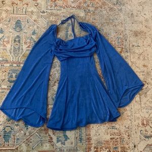 Sienna flare sleeve dress in blue xs
